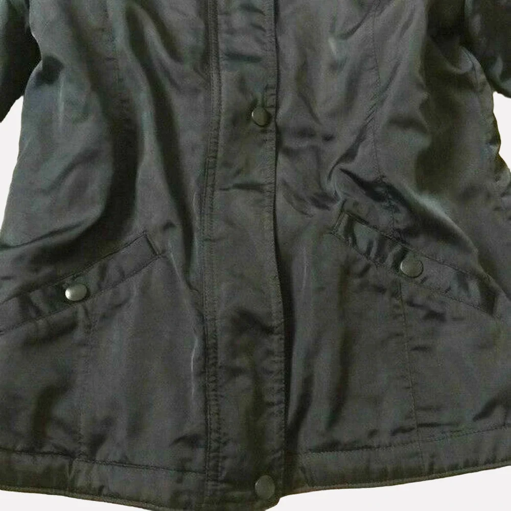 GapKids Dark Blue Soft Nylon Blend Kids Girls Jacket Lined Zipper Snaps Size XL